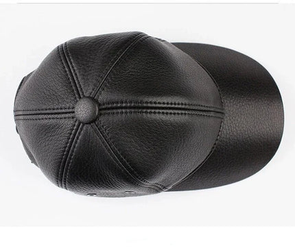 Men's Genuine Leather Baseball Hat Male Winter Real Sheepskin Casual Wear Baseball Caps Plate Baseball Cap Adjustable