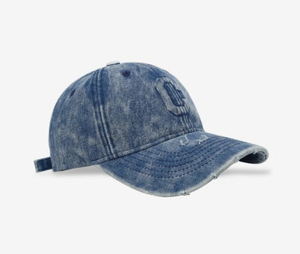 Heavy Industry Washed Denim Baseball Cap Ripped Design C Letter Cap for Men And Women High-Quality Korean Style Trendy Brand