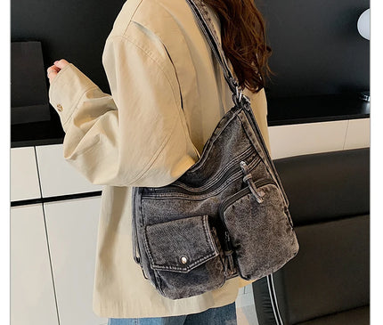 New Fashion Casual Women's Shoulder Bag High Quality Crossbody Bag Denim Fabric Tote Bag Large Capacity Women's Handbags