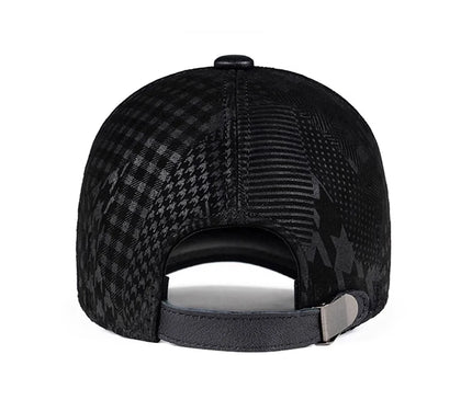 2024 Men Genuine Leather Baseball Caps Adjustable Cowhide Men Youth Duck Tongue Dad Hats 55-60cm Geometric printing