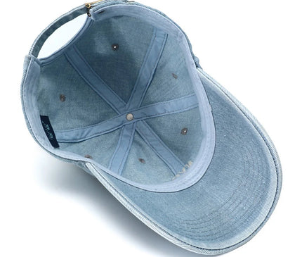 Unisex Vintage NYC Embroidery Washed Denim Baseball Cap Adjustable Snapback Hat Sun Protection Visor Hats for Men Women
