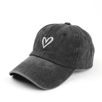 SpringSummerHat Denim Baseball Hat Female Embroidered Peach Heart Wash Casual Korean Version Thin Couple Soft Top Duck Hat Male