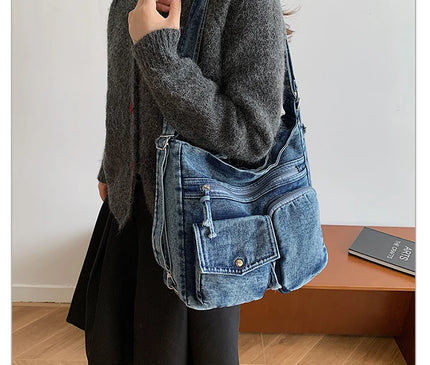 New Fashion Casual Women's Shoulder Bag High Quality Crossbody Bag Denim Fabric Tote Bag Large Capacity Women's Handbags