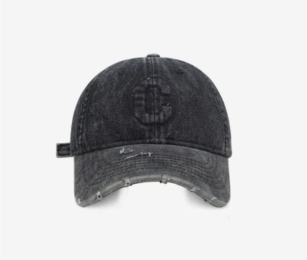 Heavy Industry Washed Denim Baseball Cap Ripped Design C Letter Cap for Men And Women High-Quality Korean Style Trendy Brand