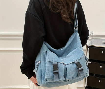 Denim Bag Women's New Trendy Fashion Class Commuting Bag Shoulder Bag Large Capacity Crossbody Bag
