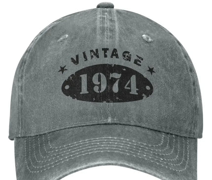 50 Years Old Retro 1974 People Baseball Caps Merchandise Classic Distressed Denim Washed 50th Birthday Gift Travel Hat