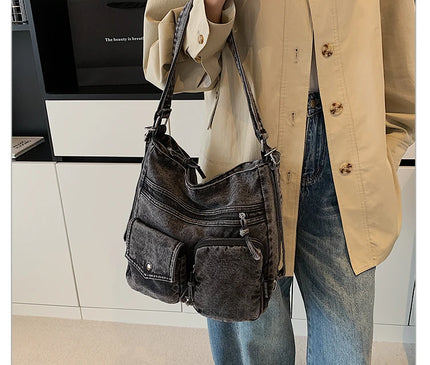 New Fashion Casual Women's Shoulder Bag High Quality Crossbody Bag Denim Fabric Tote Bag Large Capacity Women's Handbags
