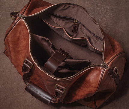 GURO High Quality Genuine Leather Travel Bag Men's Weekend Gym Handbag Luxury Cowhide Luggage Bag Vintage Shoulder Crossbody Bag