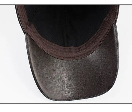 Men's Genuine Leather Baseball Hat Male Winter Real Sheepskin Casual Wear Baseball Caps Plate Baseball Cap Adjustable
