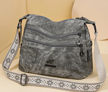 Fashion Denim Fabric Women's Crossbody Bags, Multi-layer Large Capacity Shoulder Bag, Suitable for Commuting Occasions