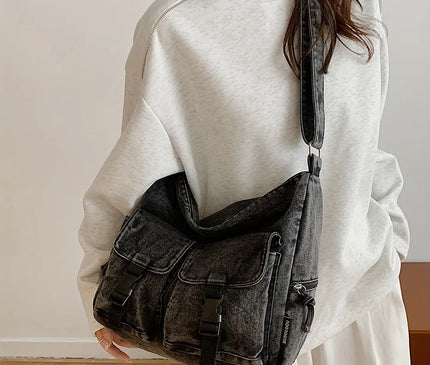 Denim Bag Women's New Trendy Fashion Class Commuting Bag Shoulder Bag Large Capacity Crossbody Bag