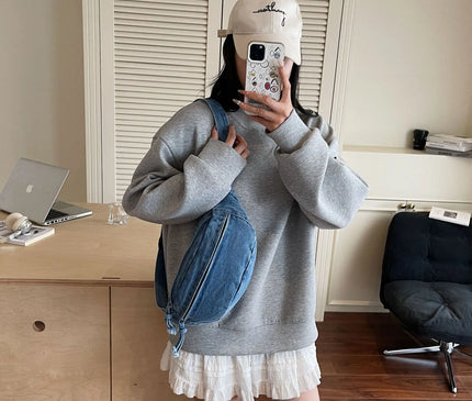 New Denim Shoulder Chest Bag for Women Sporty Casual Style Simple Fashionable Waist Bags Mobile Phone Crossbody Bag for Men