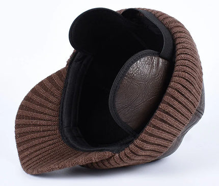 Winter Cap Man Russian Earflap Hat Autumn 2025 Ushanka Outdoor Warm Thick Fleece Lined Dad Hat Knitted Leather Baseball Caps