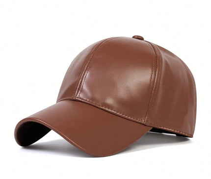 PU leather baseball cap, spring and autumn styles, men's and women's sun shading duckbill cap, solid color, simple daily leisure
