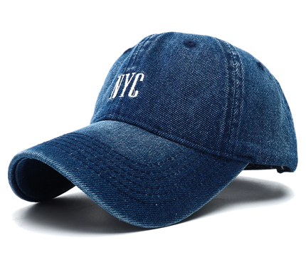 Unisex Vintage NYC Embroidery Washed Denim Baseball Cap Adjustable Snapback Hat Sun Protection Visor Hats for Men Women
