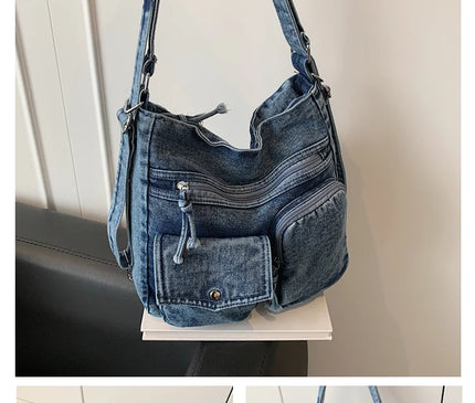 New Fashion Casual Women's Shoulder Bag High Quality Crossbody Bag Denim Fabric Tote Bag Large Capacity Women's Handbags