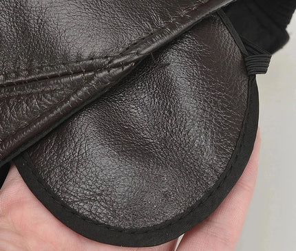 Men's 2025 Casual Real Leather Earflap Cap Men Real Cowhide Leather Caps Male Fall Winter Genuine Real Cow Leather Baseball Hats