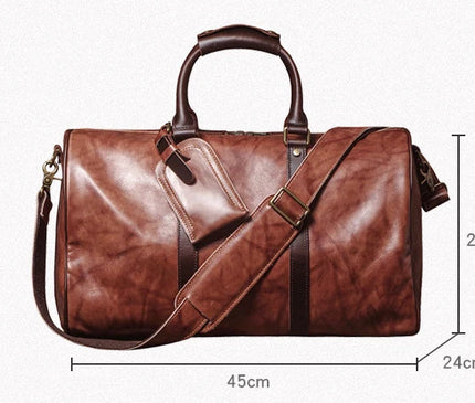 GURO High Quality Genuine Leather Travel Bag Men's Weekend Gym Handbag Luxury Cowhide Luggage Bag Vintage Shoulder Crossbody Bag