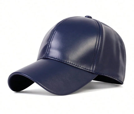 PU leather baseball cap, spring and autumn styles, men's and women's sun shading duckbill cap, solid color, simple daily leisure