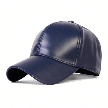 PU leather baseball cap, spring and autumn styles, men's and women's sun shading duckbill cap, solid color, simple daily leisure