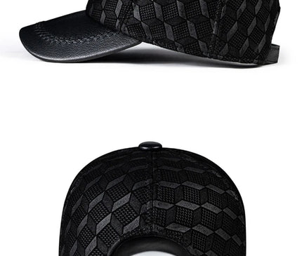 Suede Leather Cap For Men Winter Hat Male Cashmere Sheepskin Bound Korean Baseball Caps Casual Golf Running Printed Gorras