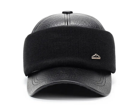 Fashion PU Leather Baseball Cap For Winter Thick Warm Ear Protection Skiing Hat Dad Cap Gorras