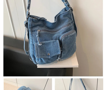 New Fashion Casual Women's Shoulder Bag High Quality Crossbody Bag Denim Fabric Tote Bag Large Capacity Women's Handbags