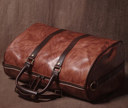 GURO High Quality Genuine Leather Travel Bag Men's Weekend Gym Handbag Luxury Cowhide Luggage Bag Vintage Shoulder Crossbody Bag