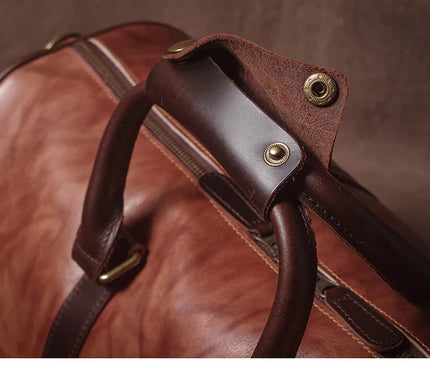 GURO High Quality Genuine Leather Travel Bag Men's Weekend Gym Handbag Luxury Cowhide Luggage Bag Vintage Shoulder Crossbody Bag