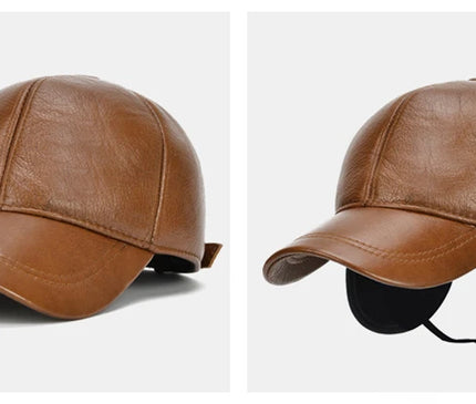 2025 Adjustable Men's Genuine Cowhide Leather Baseball Cap for Fall Winter Outdoor Sports Hat Men Real Cowhide Leather Caps