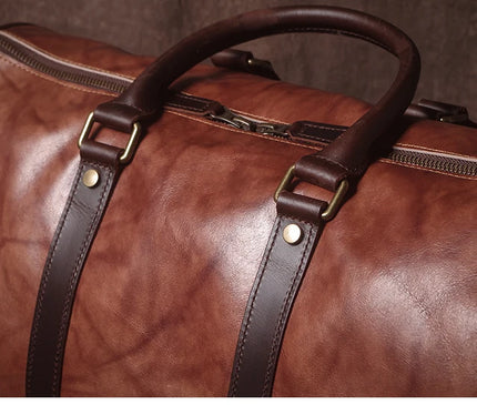 GURO High Quality Genuine Leather Travel Bag Men's Weekend Gym Handbag Luxury Cowhide Luggage Bag Vintage Shoulder Crossbody Bag