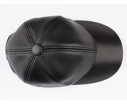 Men's Genuine Leather Baseball Hat Male Winter Real Sheepskin Casual Wear Baseball Caps Plate Baseball Cap Adjustable