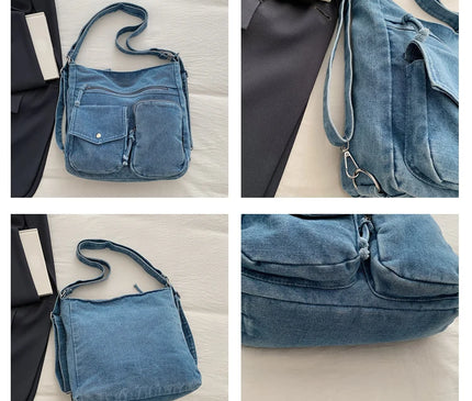 New Fashion Casual Women's Shoulder Bag High Quality Crossbody Bag Denim Fabric Tote Bag Large Capacity Women's Handbags