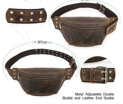 sac-banane-patine-marron-sangle-metallique-renforcee