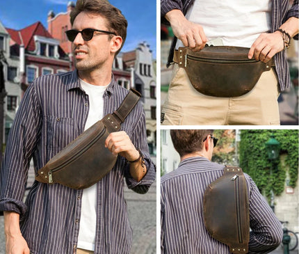 sac-banane-patine-marron-sangle-metallique-renforcee