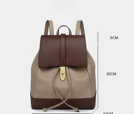 Sac à dos biCouleure avec rabat marron et détails dorés