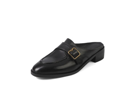 mule-marron-boucle-doree-talon-rectangulaire