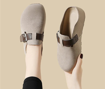 mule-femme-beige-boucle-marron-fonce