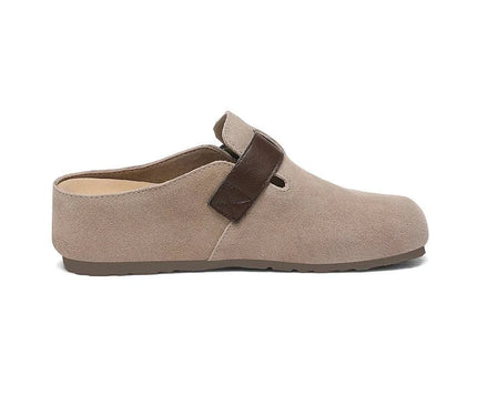 mule-femme-beige-boucle-marron-fonce