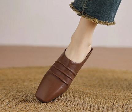 mule-femme-marron-minimaliste-bout-pointu