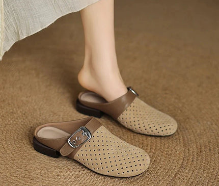 sabot-minimaliste-beige-bride-perforations