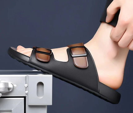 mules-hommes-brides-ajustables-boucles-noires