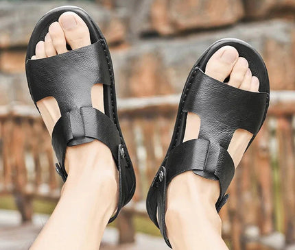 sandale-homme-marron-patinee-bride-ajustable