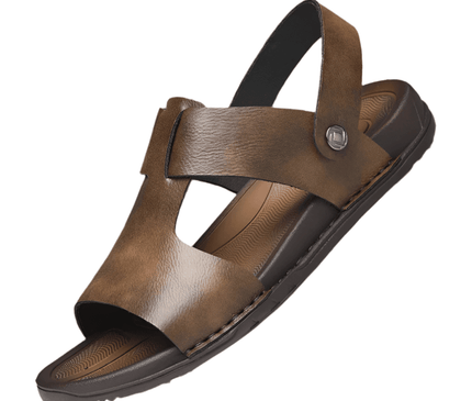sandale-homme-marron-patinee-bride-ajustable
