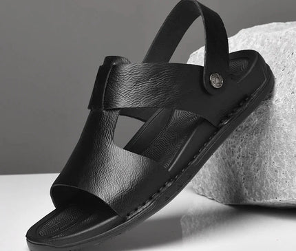 sandale-homme-marron-patinee-bride-ajustable