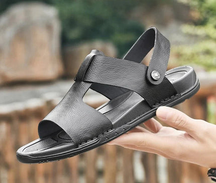 sandale-homme-marron-patinee-bride-ajustable