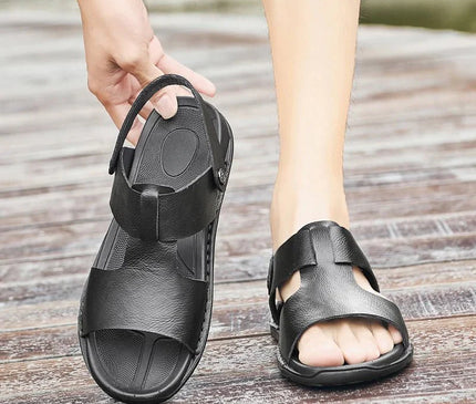 sandale-homme-marron-patinee-bride-ajustable