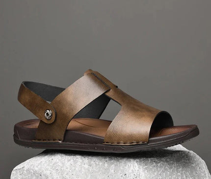 sandale-homme-marron-patinee-bride-ajustable