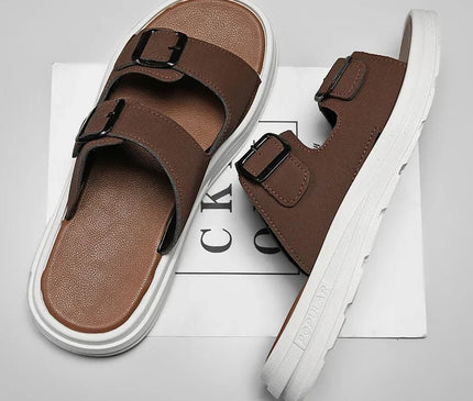 sandales-ouvertes-brides-ajustables-marron-base-blanche