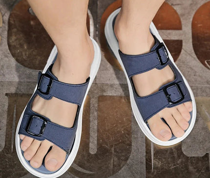 sandales-ouvertes-brides-ajustables-marron-base-blanche